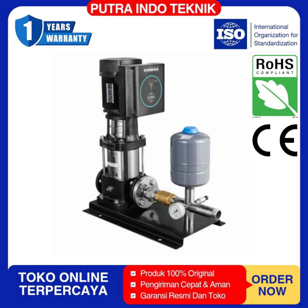 Pompa Dorong Otomatis | Pompa Booster Inverter 1Hp Shimge BLE 2-6