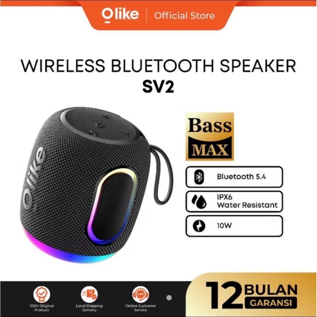 OLIKE SV2 Wireless Bluetooth Speaker TWS Mode Stereo RGB Dynamic IPX6 1800mAh Bass Max