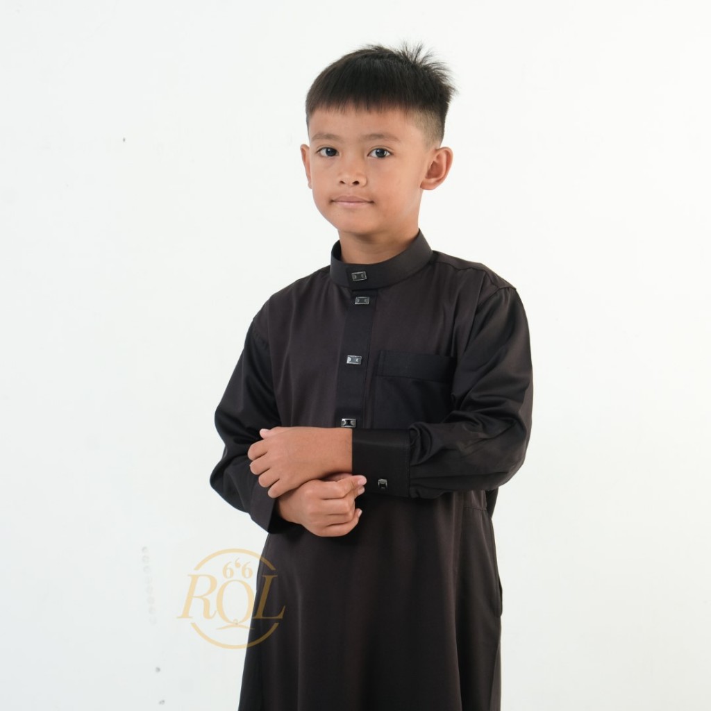 Raqilla - Jubah KAREEM Hitam Anak Laki Laki usia 4 - 12 tahun Bahan Polymicro | Baju Gamis Jubah Pak