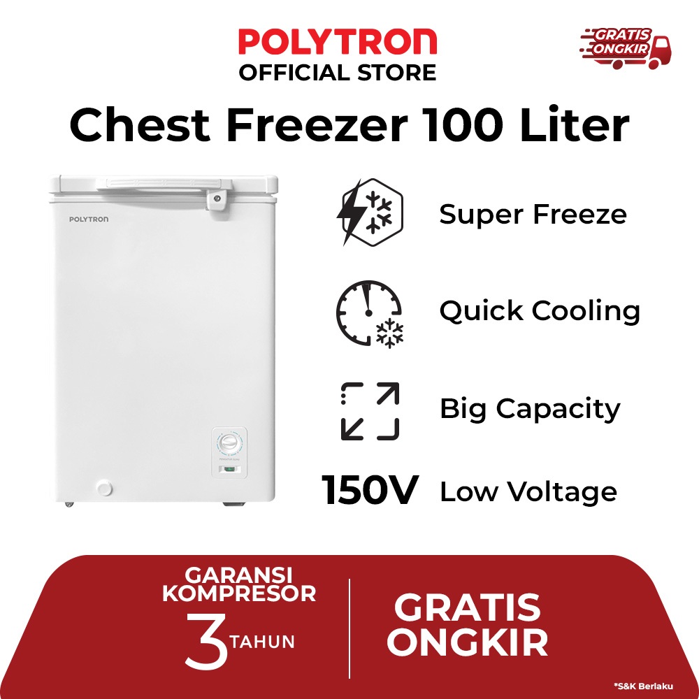 POLYTRON Chest Freezer 100 Liter - PCF 118