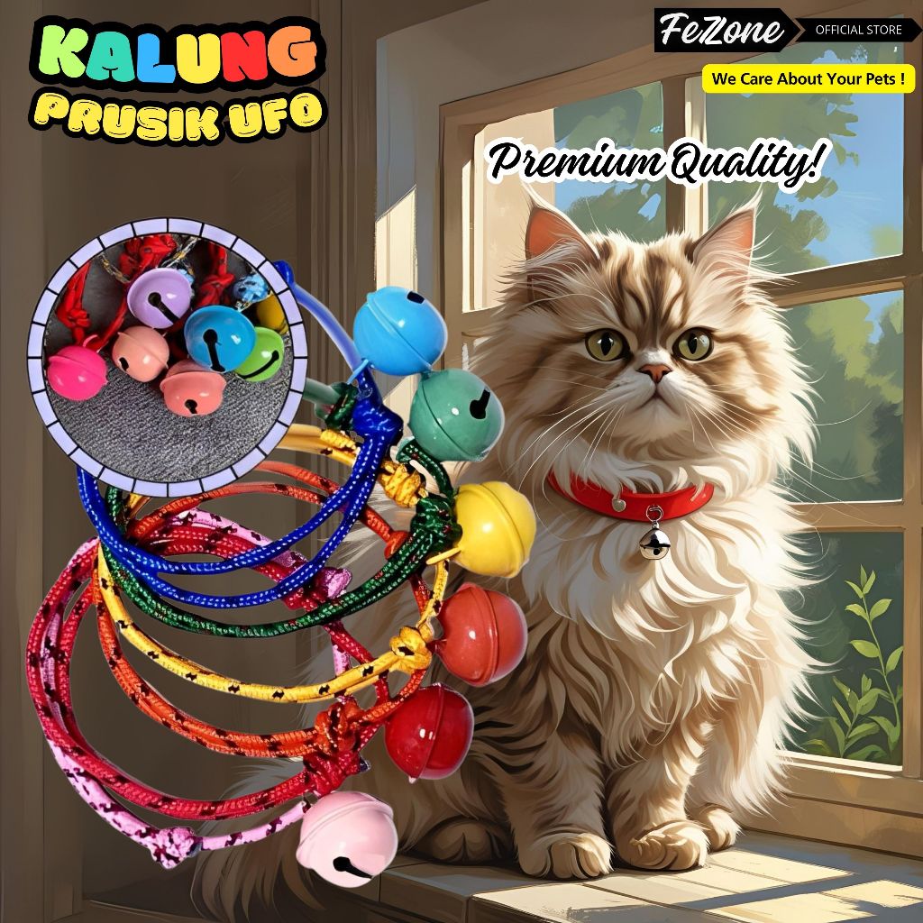 Kalung Anak kucing Tali Prusik / Kalung Kucing dengan Tali Panjang dan Tidak Mudah Putus FEZONE