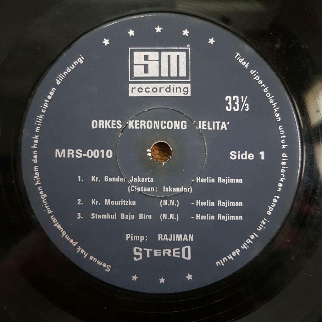 Vinyl Piringan Hitam 12 inch Orkes Keroncong Jelita - Kr. Bandar Jakarta