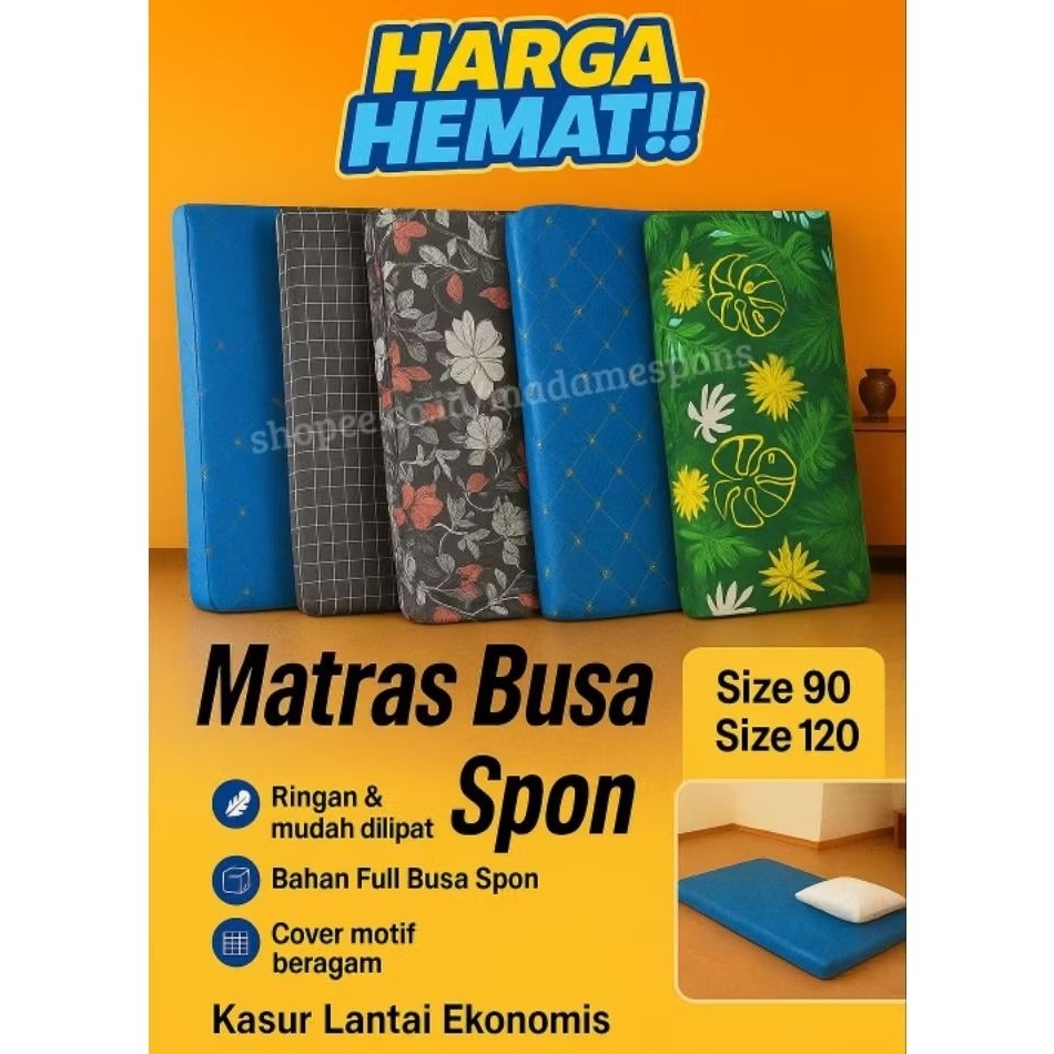 Matras Busa Spon Kasur Lantai Ekonomis Lipat Ringan | Kasur Tidur Size 90 / 120  | Kasur Lantai Busa