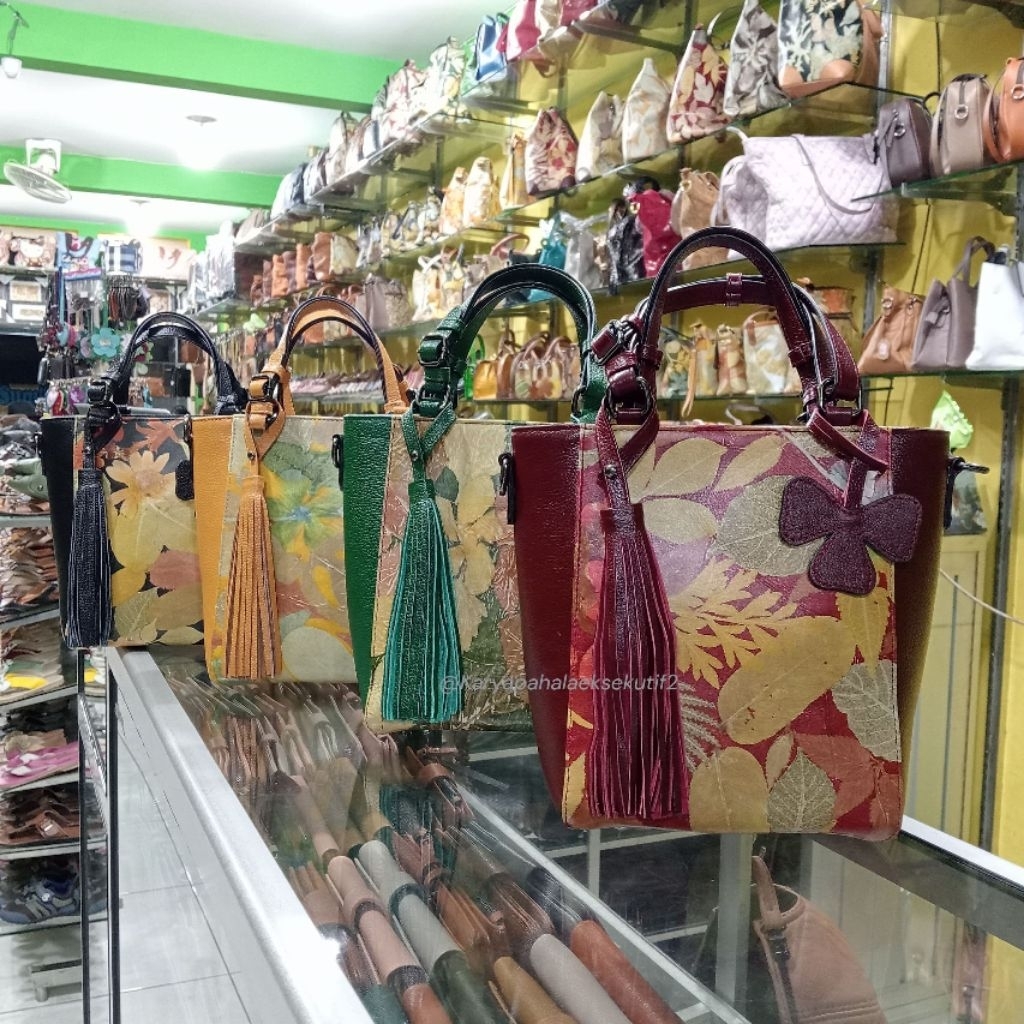 Tas wanita / Tas ecoprint / Tas kulit sapi / Tas motif ecoprint *karyapahalaeksekutif2*