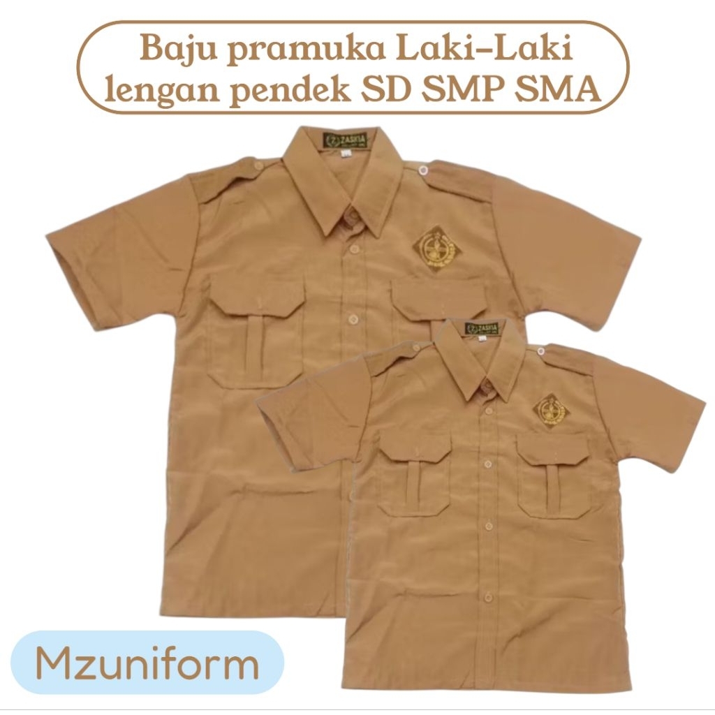 Baju Pramuka Laki² SD-SMP-SMA Lengan Pendek / Baju Pramuka Laki Bahan Tissu / Baju Pramuka Laki²
