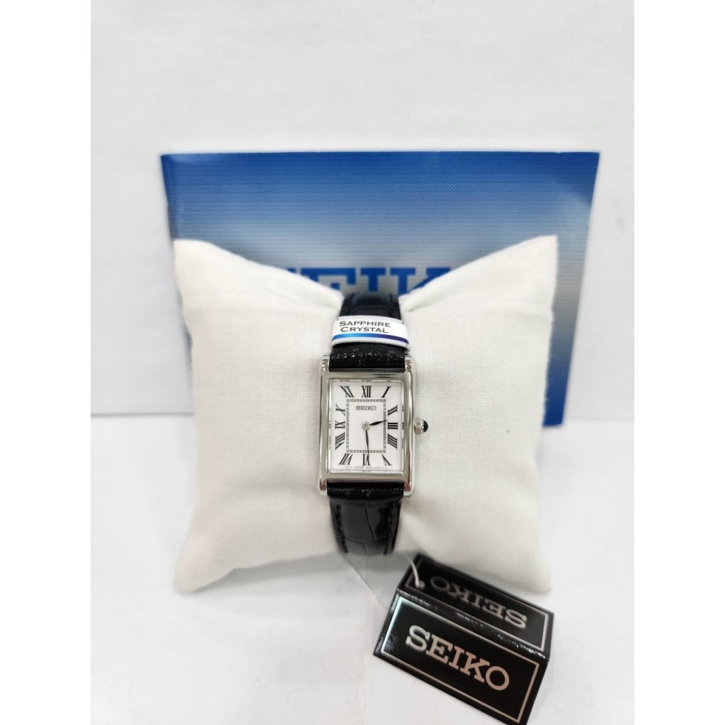 Seiko SWR107P1 SwR107 Classic Women Quartz Leather Strap Nano Tank