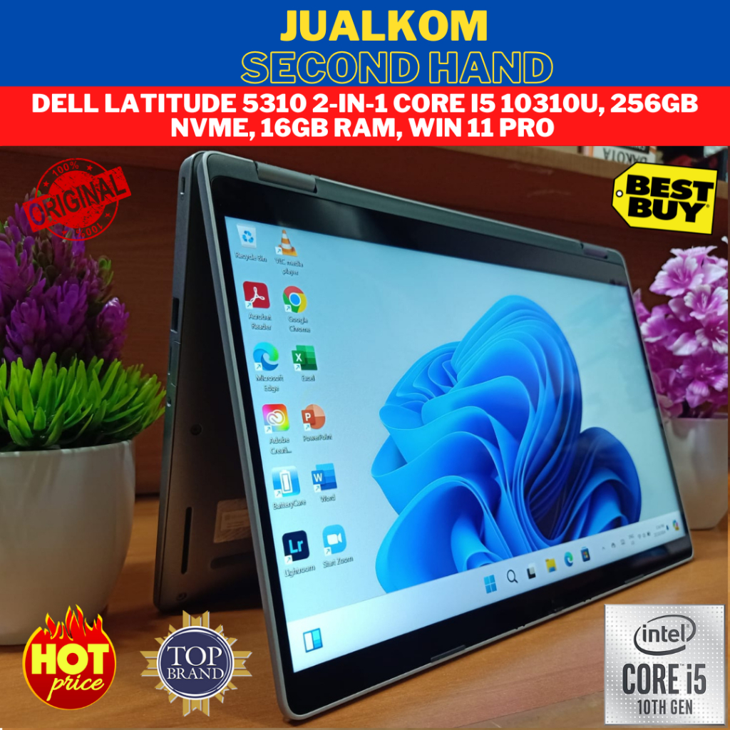 Laptop Second Laptop Bekas Dell Latitude 5310 2 in 1 Touchscreen i5-10310U RAM 32GB 1TB Windows 11