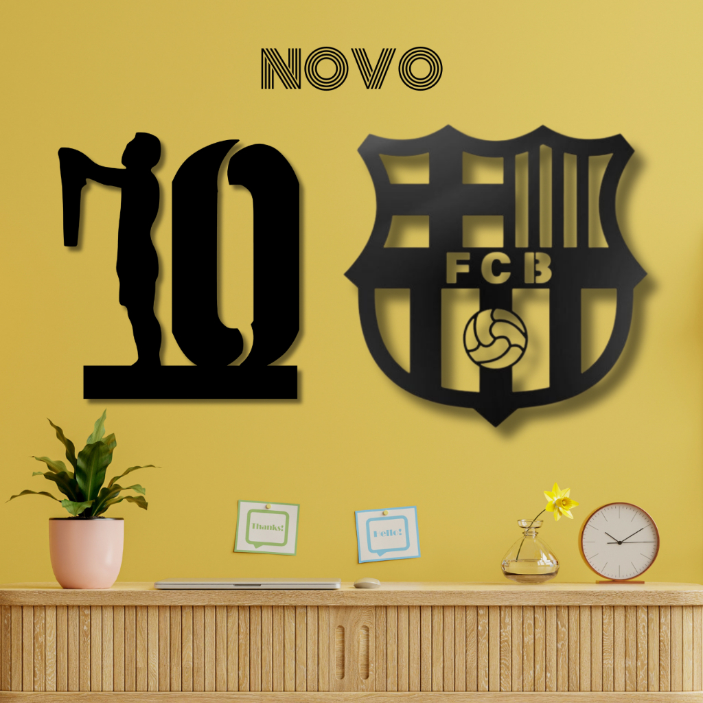 Novo Barcelona FC Wall Decor Dekorasi Hiasan Pajangan Dinding Kamar Kayu 3D Laser cutting