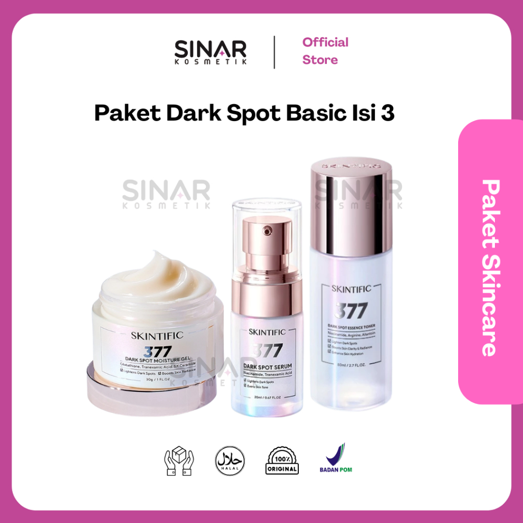 Skintific Paket Dark Spot Basic Isi 3 [377 Dark Spot Moisture Gel 30gr + 377 Dark Spot Serum 20ml + 