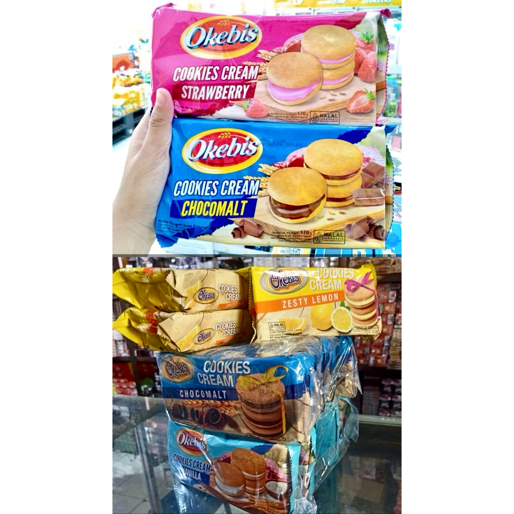 Okebis Cookies Cream Inafood 170gr 1 Dus isi 20