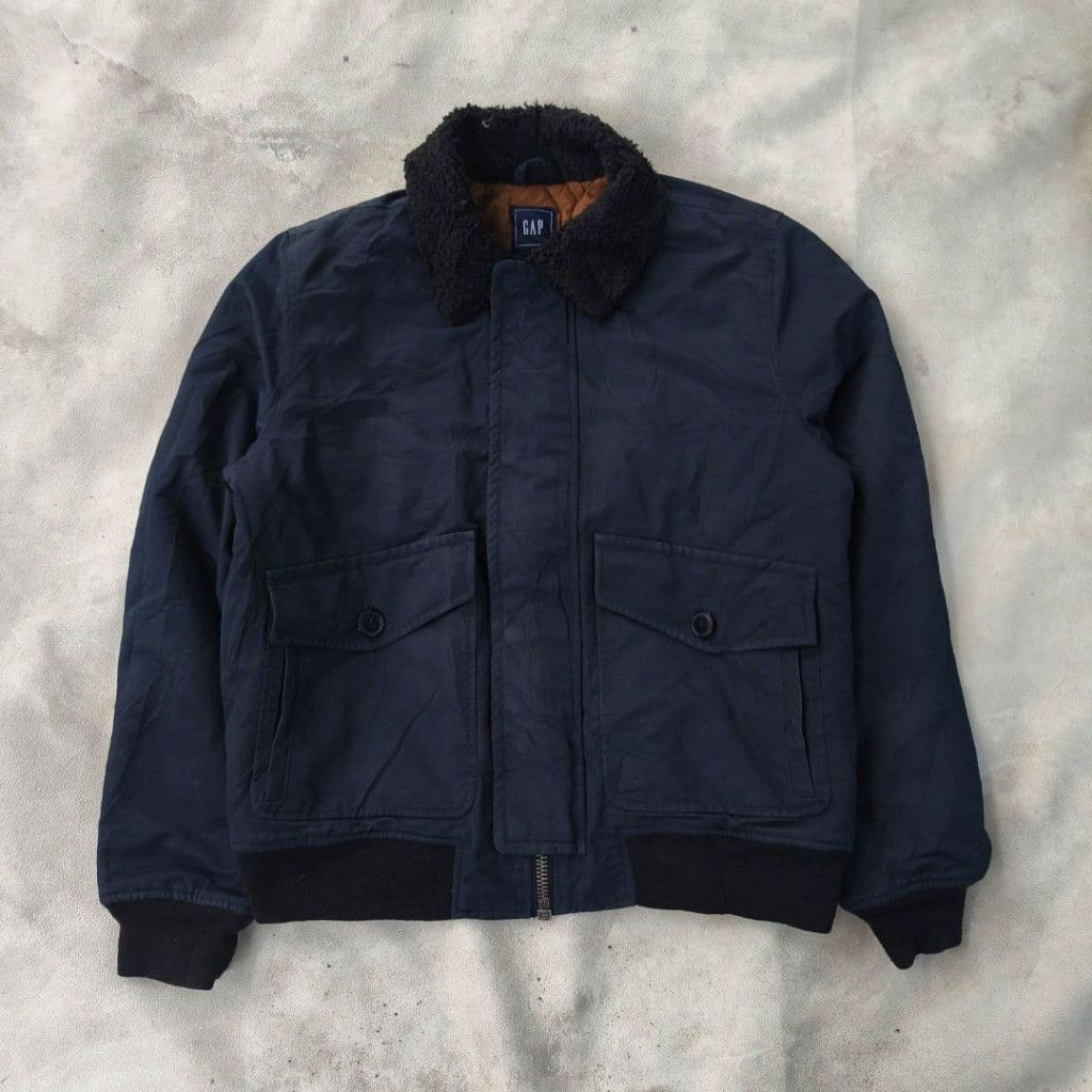 Jaket bomber pria Gap Sherpa navy