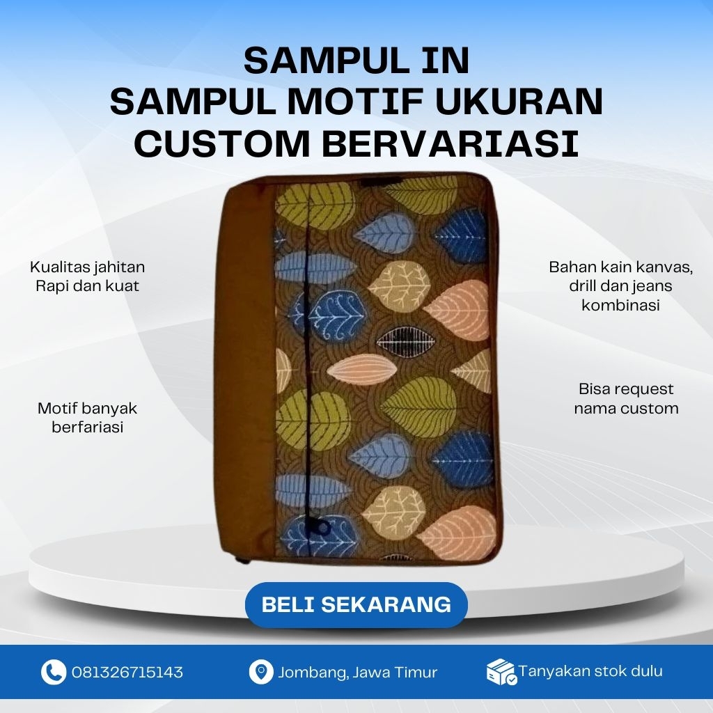 SAMPUL/Cover Alquran Makna Besar + Saku ukuran A5, A6, B6, Hadist atau Himpunan - Sampul Cantik Moti