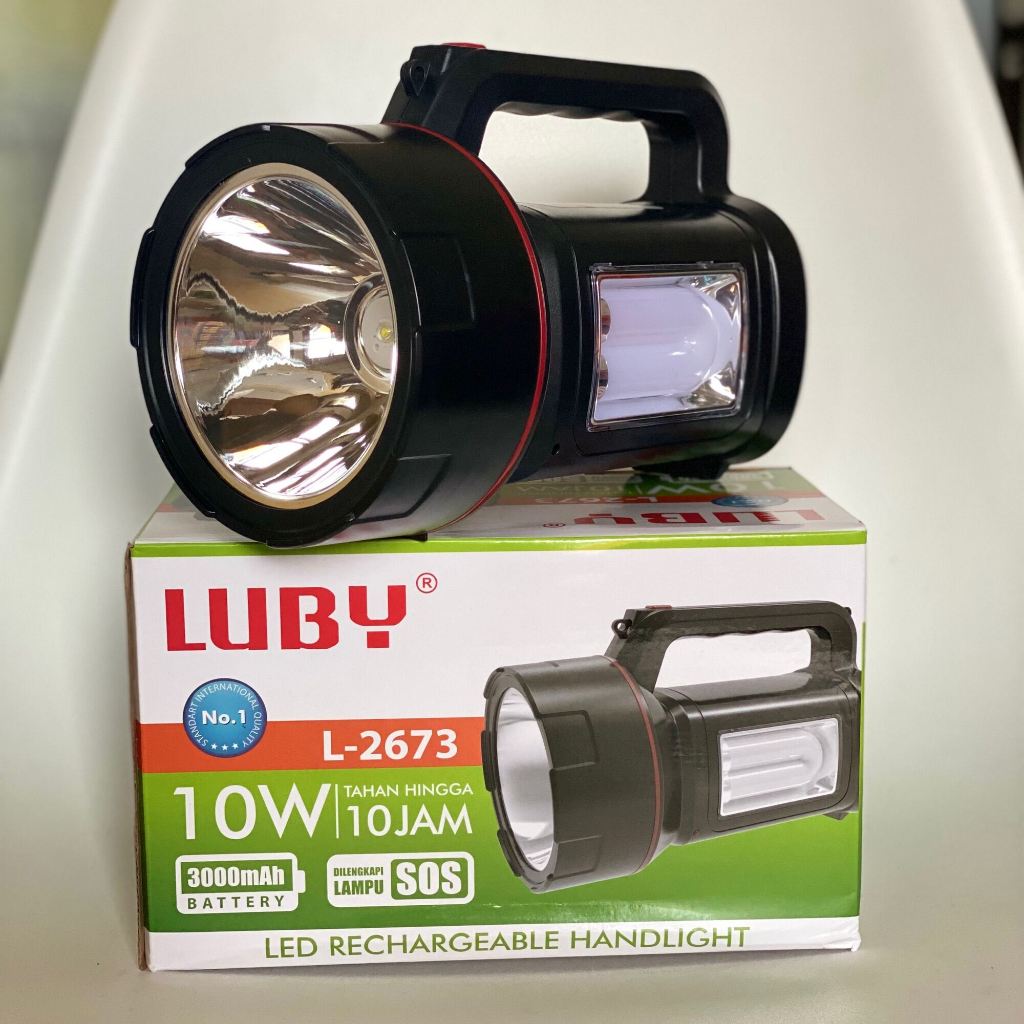 Senter Luby 10 watt Baterai Cas Ulang L 2673 Lampu Emergency LED