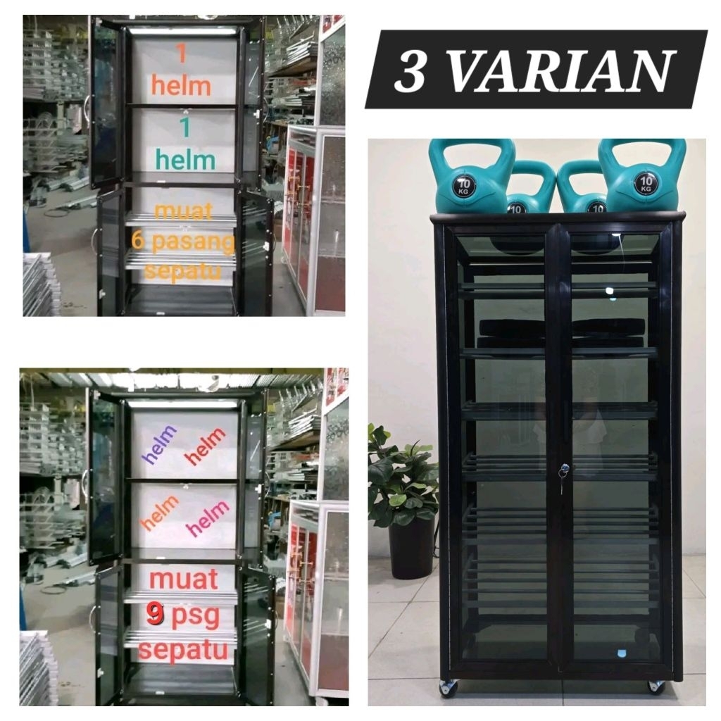 TC ALUMINIUM 54X38X128 b 65X38X128 LEMARI RAK SEPATU 7 SUSUN / HELM 2/3 SUSUN ALUMINUM 20U COKLAT TU