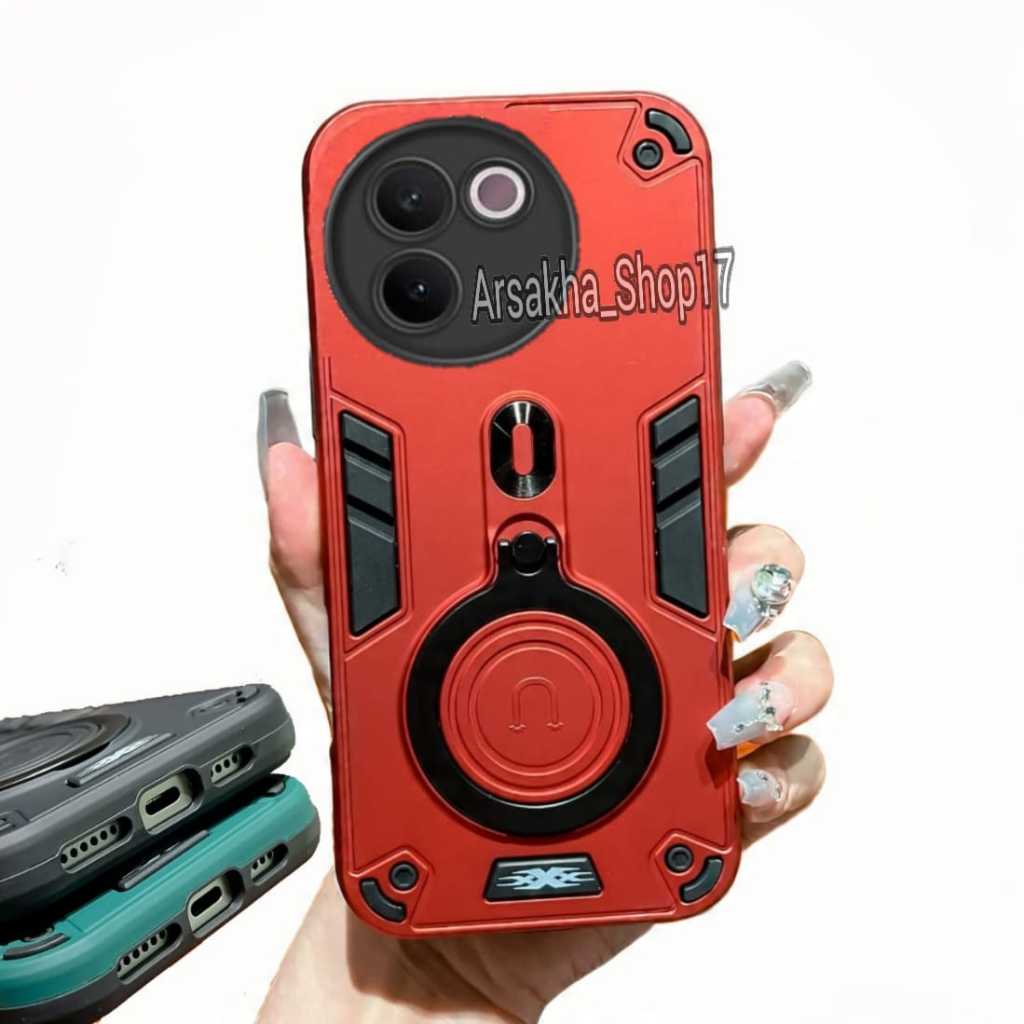 Casing HP Untuk VIVO 30E Hard Case Pro Camera Carbon Fibre 360 Degree Rotasi Ring