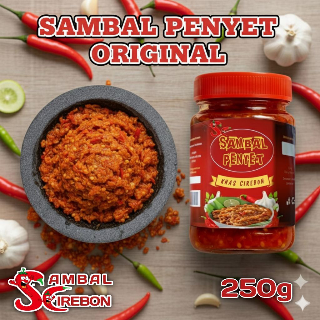 

SAMBAL PENYET ORIGINAL dibuat dari cabai pilihan, bumbu rempah khas Cirebon, dan diolah secara homemade untuk rasa yang otentik. Cocok untuk ayam, ikan, atau tempe penyet. Pedasnya nampol, gurihnya mantap!