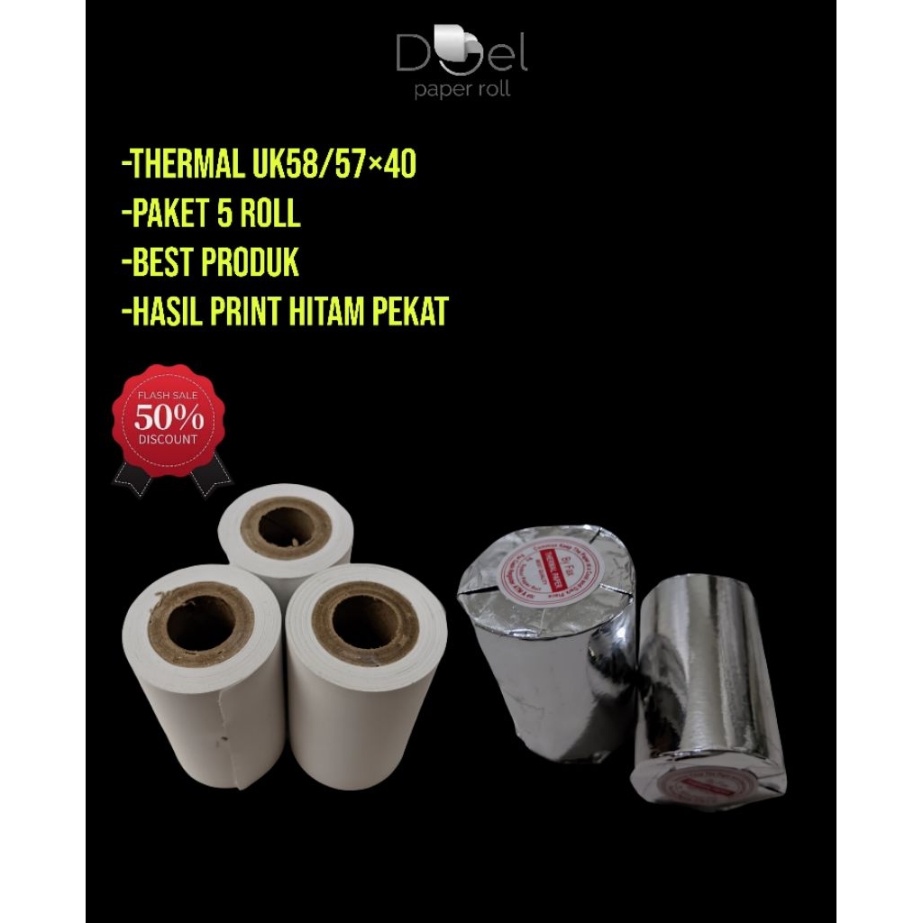 

5 roll kertas kasir thermal edc 58/57×40