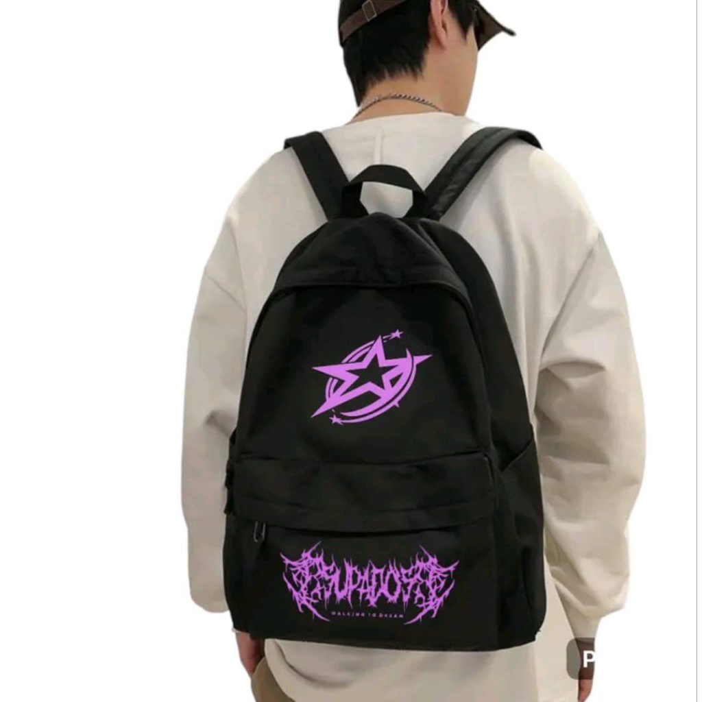 Tas ransel anak sekolah SD SMP SMA Kuliah tas punggung Bagpack DESTRO warna hitam