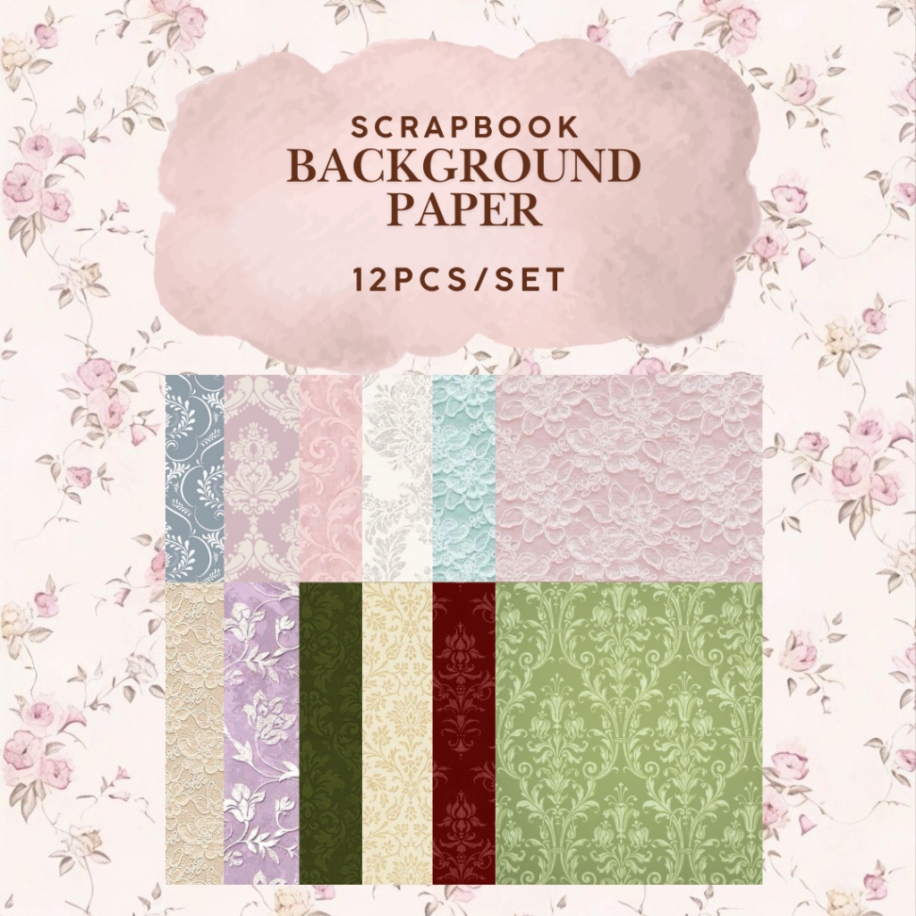 

[INFINITYSTUFF] Scrapbook Background Deco Paper tema vintage ukuran A6 1 set isi 12