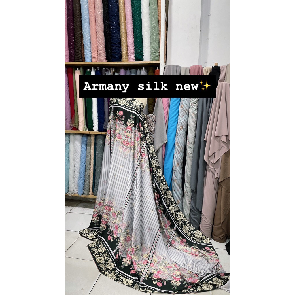 Kain Bahan Armani Silk Original Print Motif Terbaru