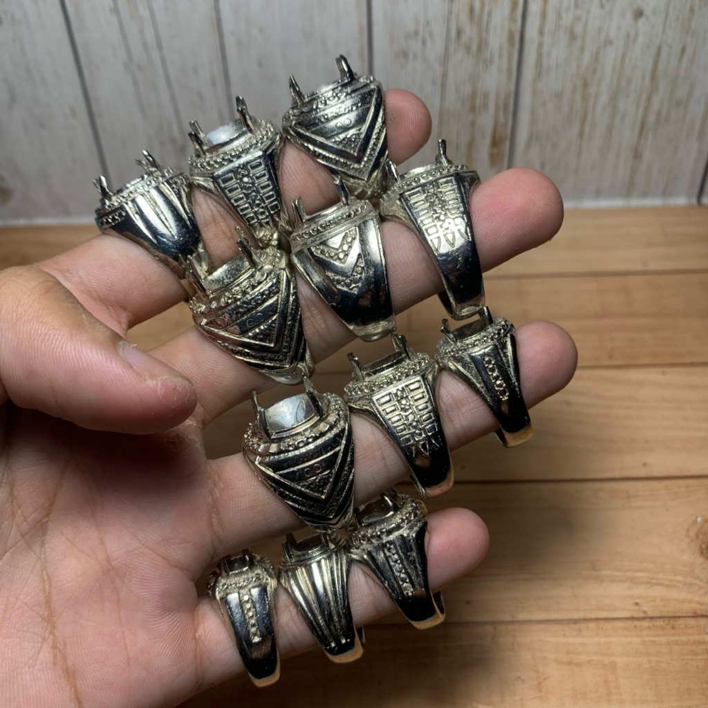 cincin alpaka kosong putih gigi super tebel 1kodi / ring alpaka kosongan putih gigi / emban alpaka k