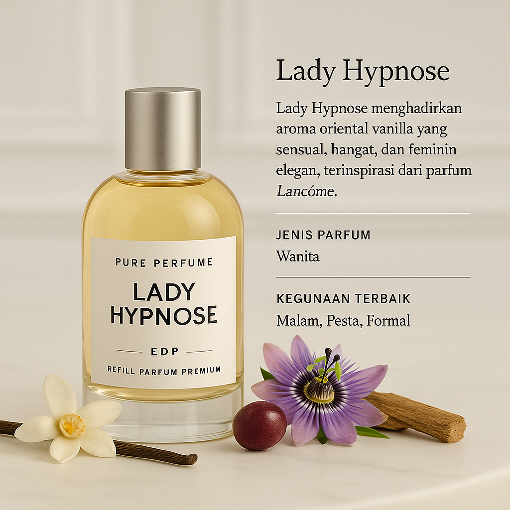 LADY HYPNOSE BY PURE PERFUME | REFILL PARFUM PREMIUM WANITA TAHAN LAMA