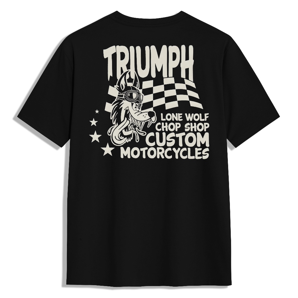 Kaos Motor Triumph Lone Wolf - Kaos Pria Kain Katun Premium Cotton Combed 24s