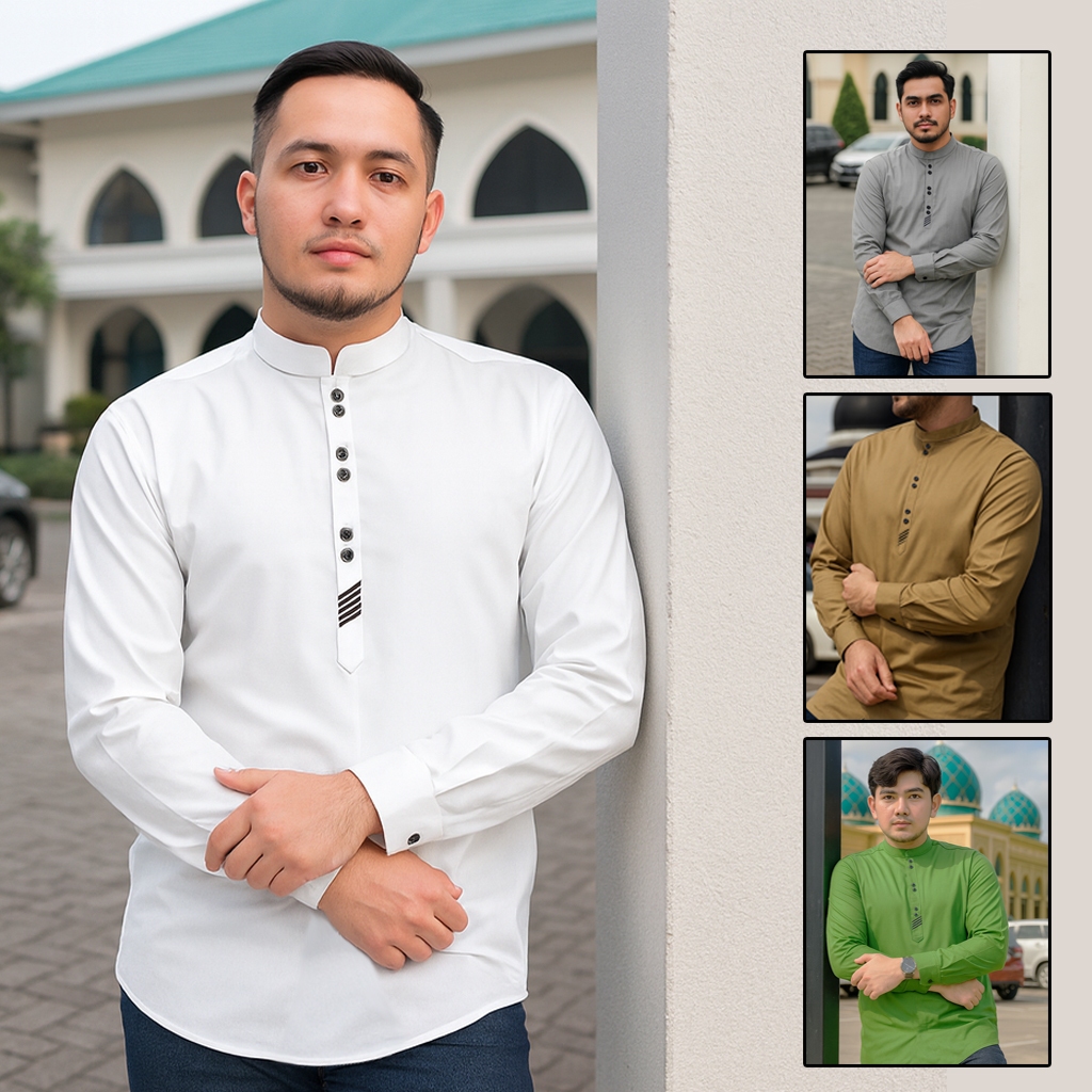 Baju koko pria dewasa Lengan panjang / kemeja koko pria bahan katun / koko pria exlusive model kemej