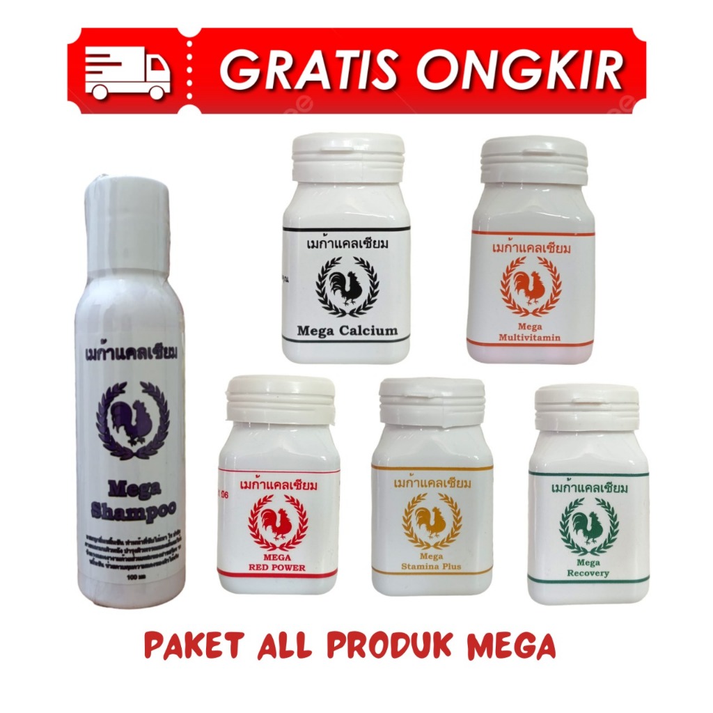 PAKET ALL PRODUK MEGA - ( MEGA CALCIUM + MEGA MULTIVITAMIN + MEGA STAMINA + MEGA RED POWER + MEGA RE