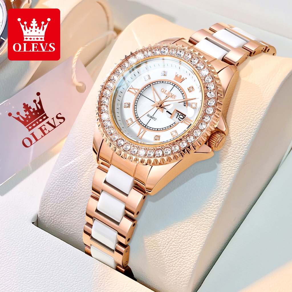 OLEVS Jam Tangan Wanita Original Anti Air Elegan Mewah Terbaru Fashion Cewek Watch Women