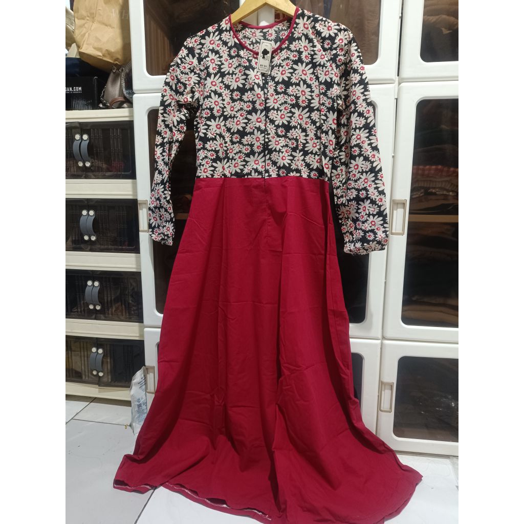 gamis long dress katun Jepang super adem remaja ld 90