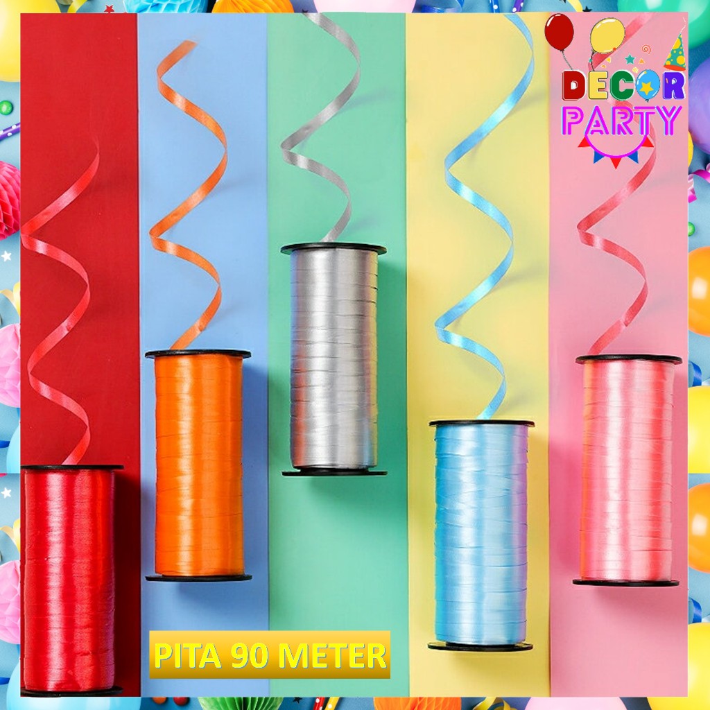 

DP Pita Warna Warni Polos Tali Balon 90Meter Ribbon Pita Balon Panjang 90 Meter Pita Roll Gulung 90Mtr Balloon Roll Tali Dekorasi Pesta Ulang Tahun Curly Ribbon
