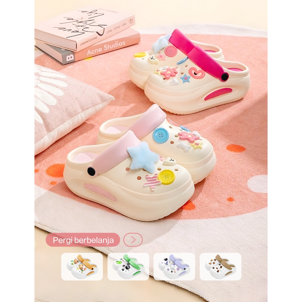 Sandal Baim Penambah Tinggi 6CM Bersol Tebal untuk 2026 Sandal Wanita Modis dan Serbaguna Gaya Baru