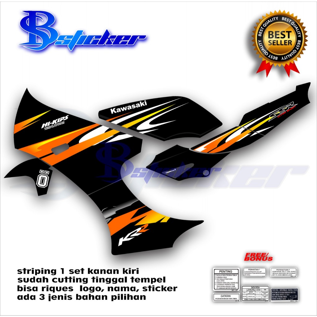 sticker striping ninja KRR  SSR 150 bodi hitam bisa riques variasi transparan bahan sdh terCUTTING