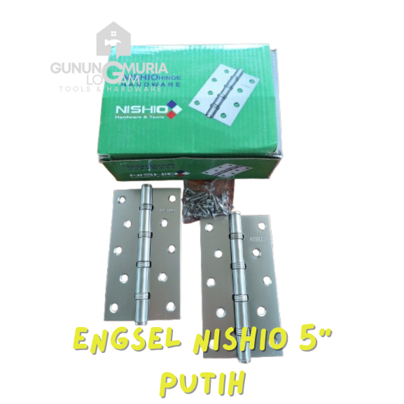 1 BOX Engsel NISHIO 5 inch Putih 5 Lubang