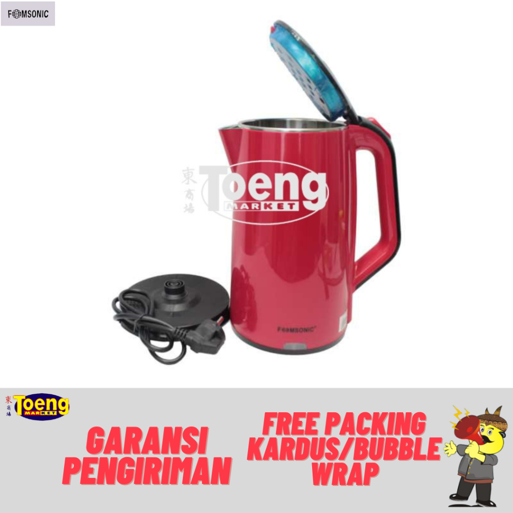 Teko Listrik/Pemanas Air - ELECTRIC KETTLE KE-8820SP 2L MERAH/PUTIH FOMSONIC