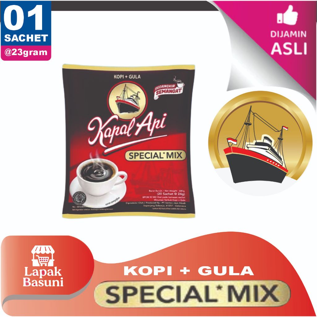 

Kopi Kapal Api Special Mix 1Sachet 23gr Kopi Plus Gula