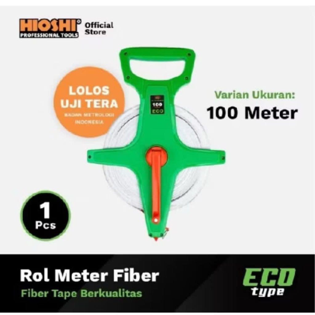 Meteran meter 100 meter HIOSHI / meteran  meter roll fiber measuring 100 meter HIOSHI