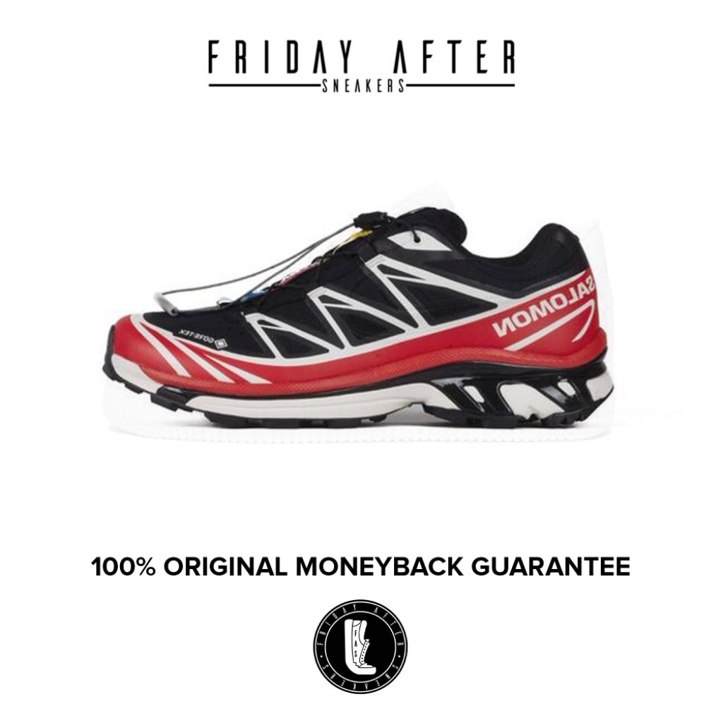 Sepatu Pria Wanita Salomon XT-6 Gore-Tex Black Flame Scarlet Vanilla Ice Original Resmi