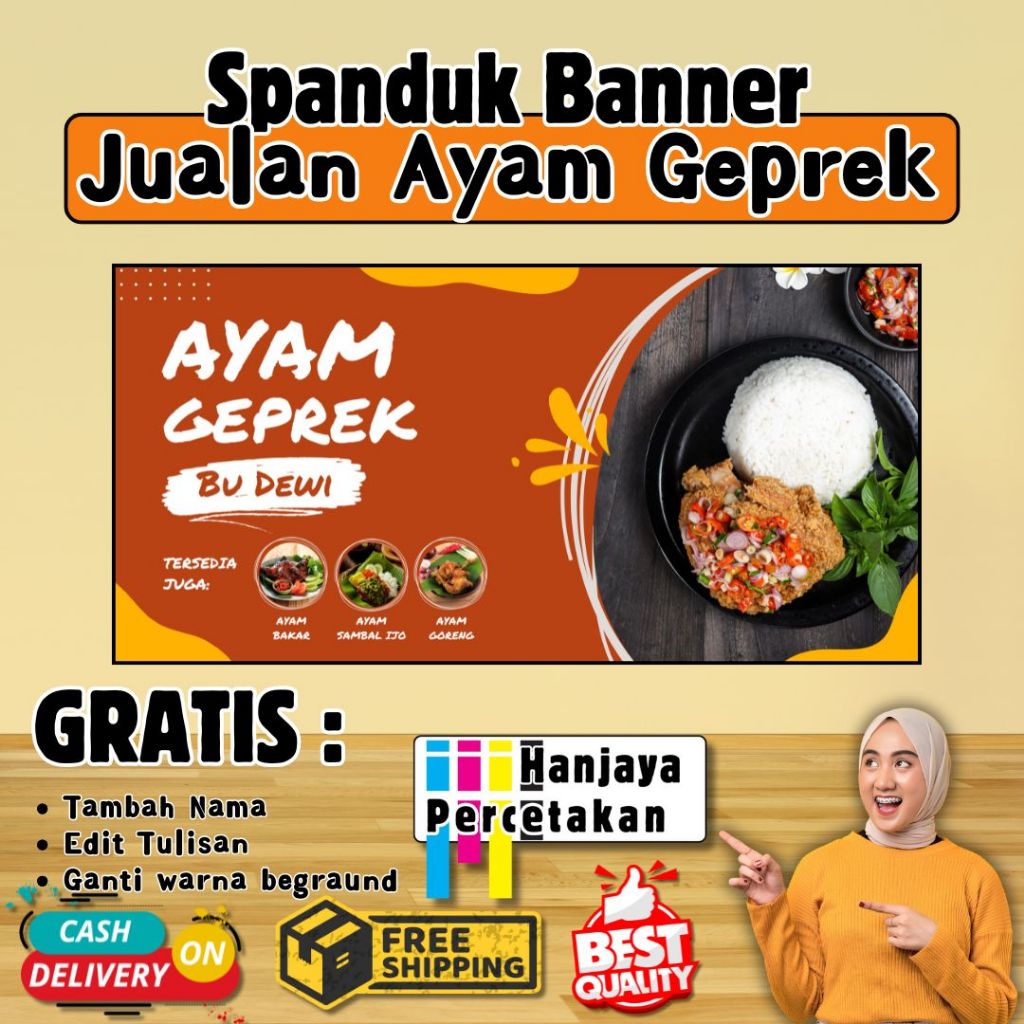 TERMURAH - SPANDUK JUALAN AYAM GEPREK | BANNER JUALAN MAKANAN
