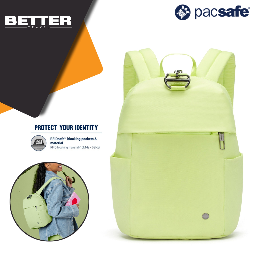 Tas ransel wanita PACSAFE backpack casual traveling RFID protection passport tablet 11 inch original