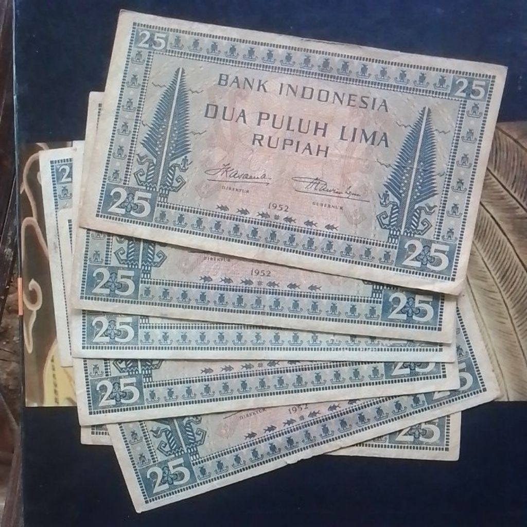 UANG KUNO 25 RUPIAH TAHUN 1952 BEKAS PAKAI