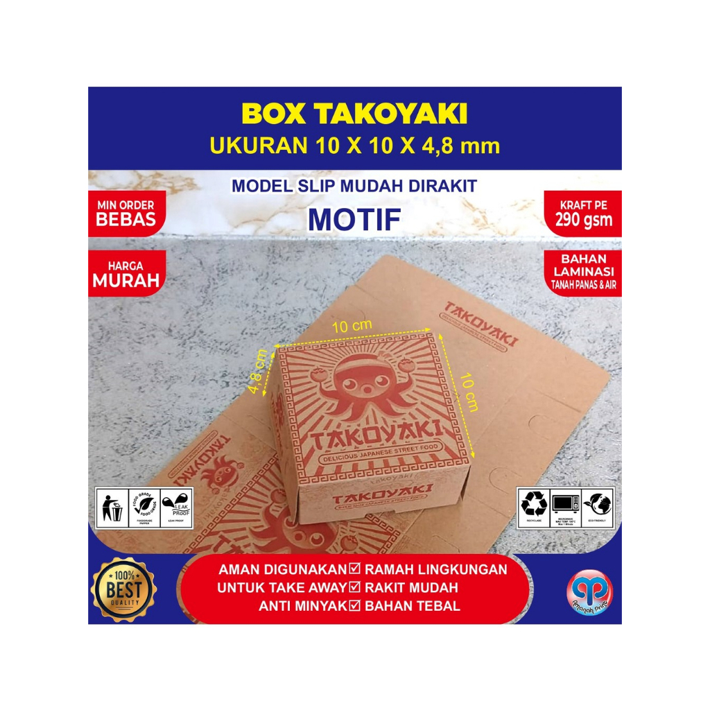 

BOX TAKOYAKI MOTIF & POLOS UKURAN 10X10X4,8CM