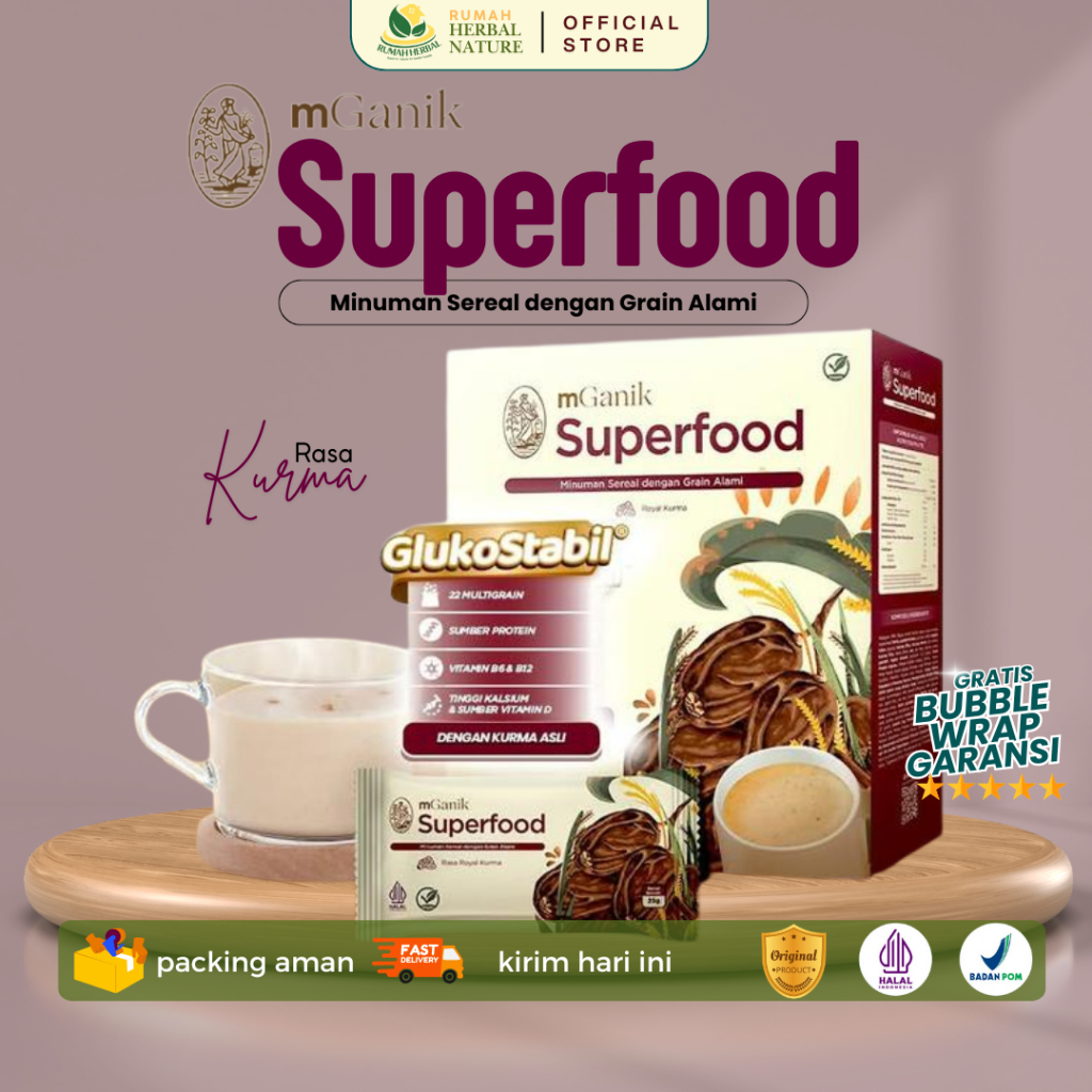 

MGANIK Superfood Multigrain Rasa Kurma Atasi Diabetes 500GR ISI 20 SACHET