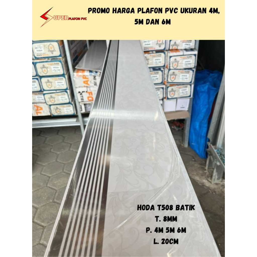 [PROMO] Plafon Pvc Putih Batik T-508 Plavon Pvc motif Batik Putih Glossy Lembaran