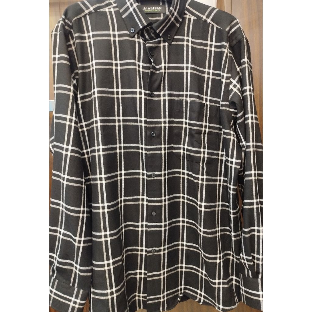 Alisan Kemeja Flanel Lengan Panjang Motif Kotak Kotak Slimfit