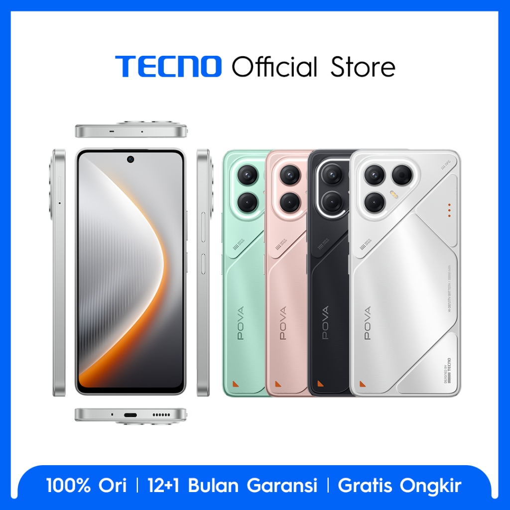 TECNO POVA 7 5G 8+8GB*/128GB, 6000 mAh, Mediatek D7300 Ultimate, 144Hz Smooth Display , 50MP Primary Camera, Wireless Powerbank, Android 15 - HiOS 15 - POVA7 - Gambar 3