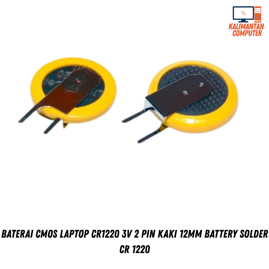 Baterai CMOS Laptop CR1220 3V 2 Pin Kaki 12mm Battery Solder CR 1220