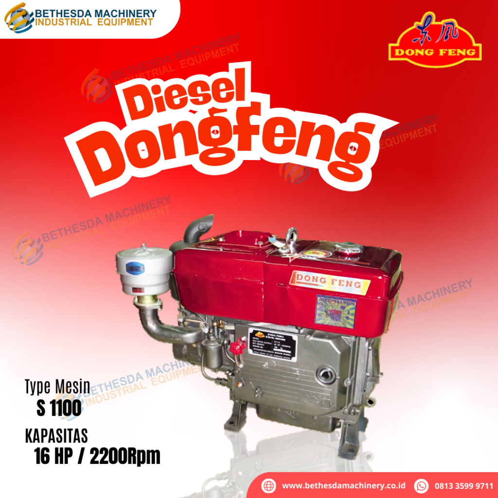 Mesin Diesel Dongfeng 16 PK / 16HP Penggerak Solar S 1100
