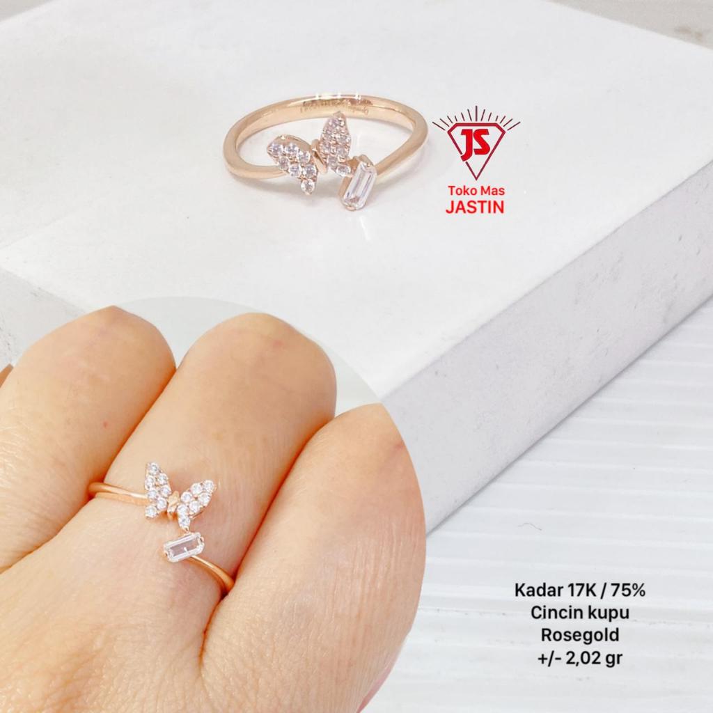 cincin new fashion rosegold kupu-kupu kadar 17k/750